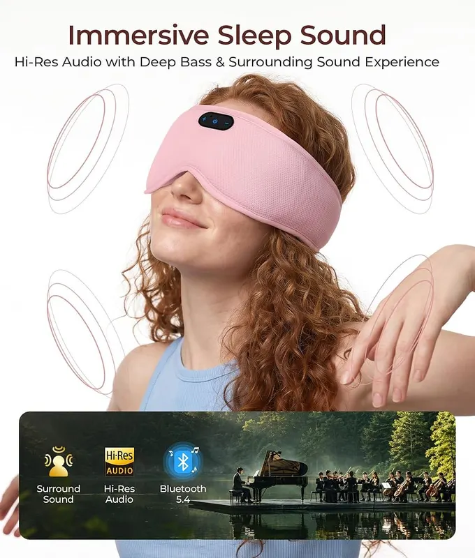 MUSICOZY 3D Bluetooth Sleep Mask Headphones – Cotton blend soft fabric