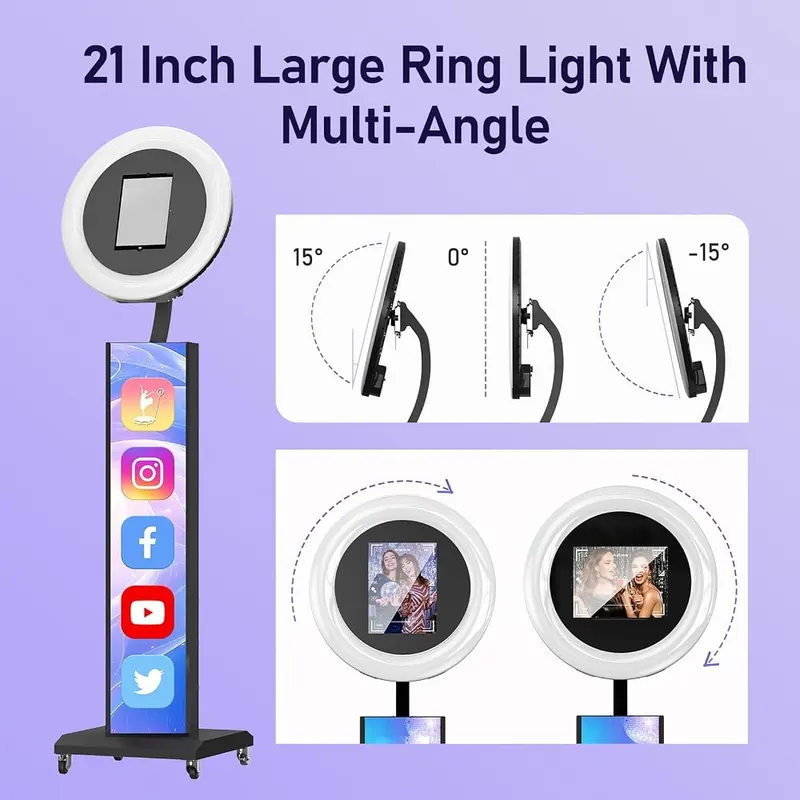 MWE Portable Photo Booth Machine Compatible Black – Music and light synchronization effects