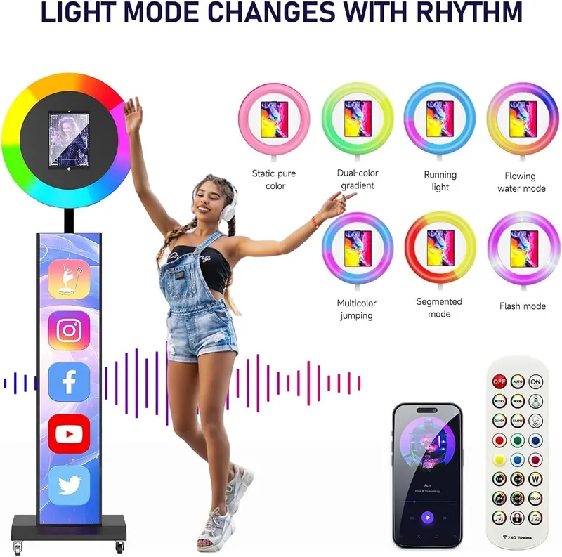 MWE Portable Photo Booth Machine Compatible Black – Manual multi-angle rotation features