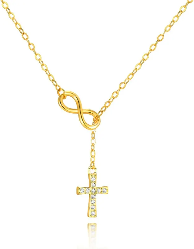 Myfresty 925 Sterling Silver Infinity Cross Necklace