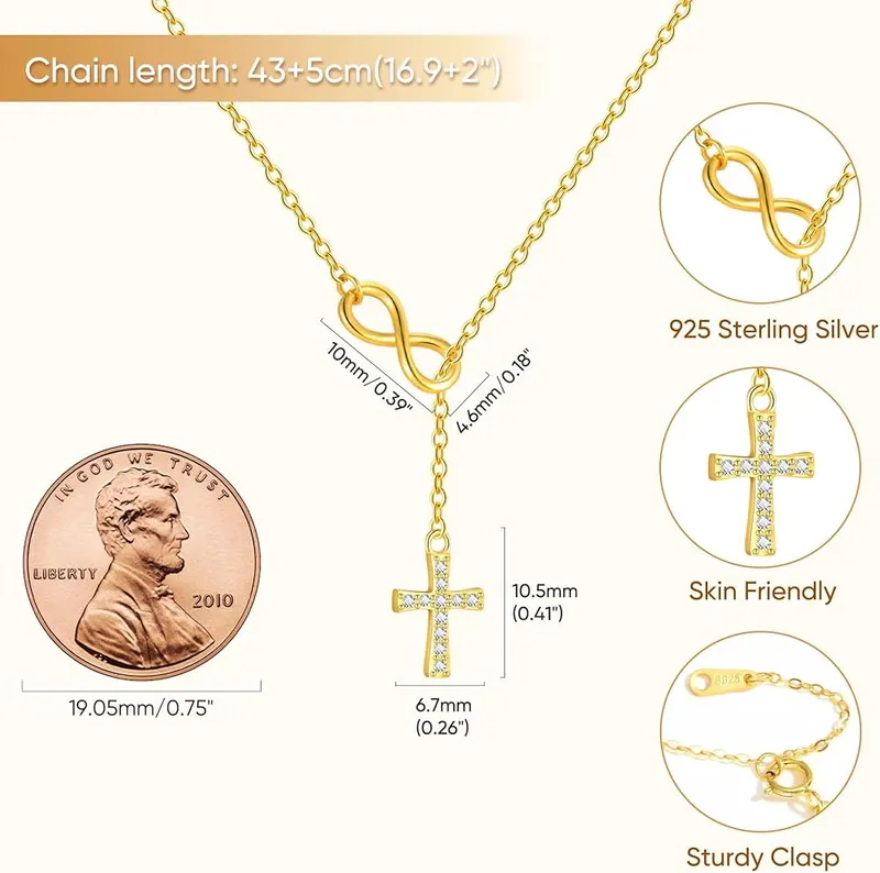 Myfresty 925 Sterling Silver Infinity Cross Necklace – Infinity and cross symbol design