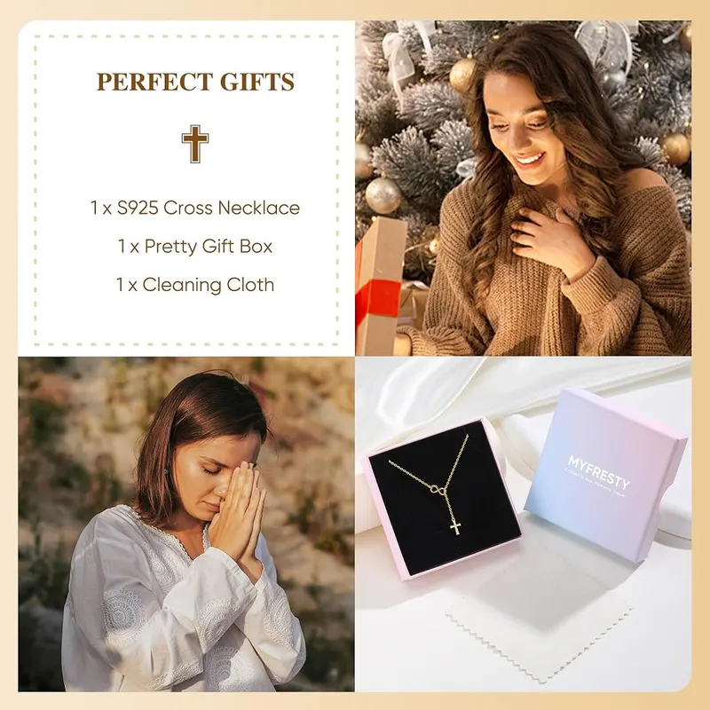 Myfresty 925 Sterling Silver Infinity Cross Necklace – Suitable for sensitive skin types