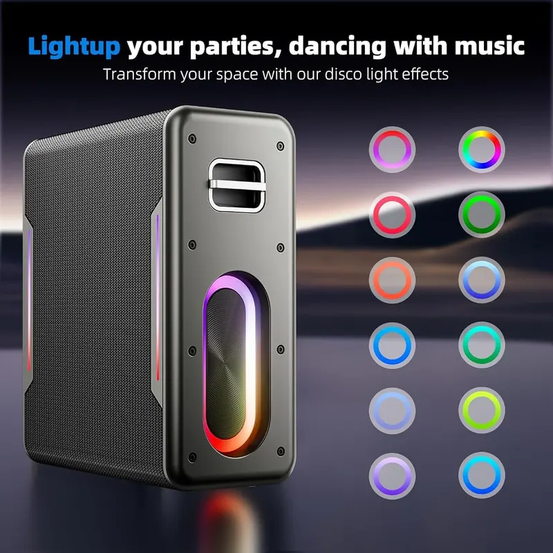 Myscenetang Portable Karaoke Machine – Sound Modes & LED Lights Show