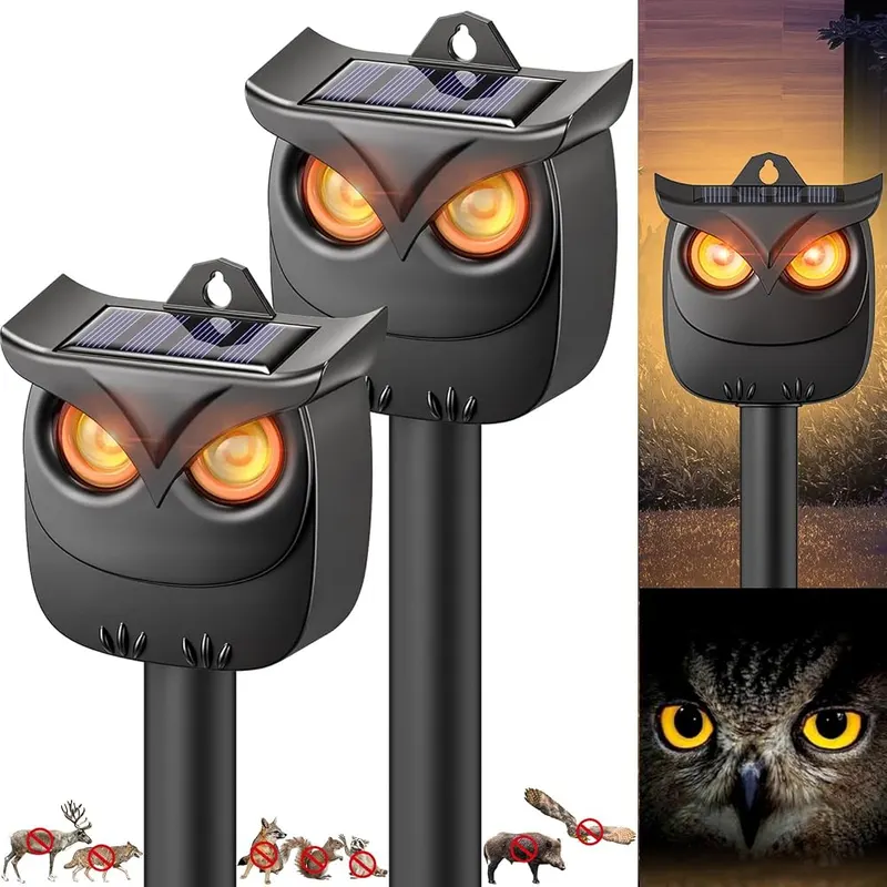 Mysora 2 Pack Solar Owl Animal Repeller in black