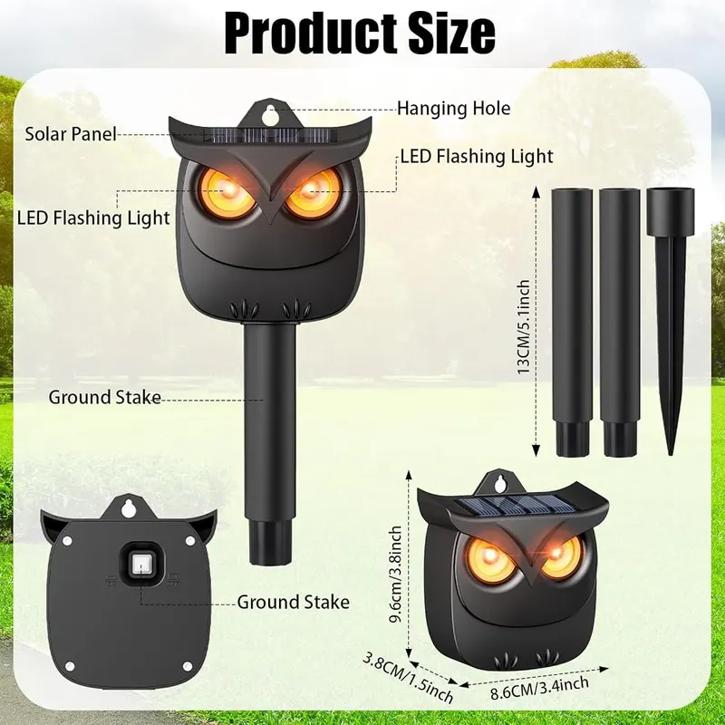 Mysora 2 Pack Solar Owl Animal Repeller – product photo 2 of 9