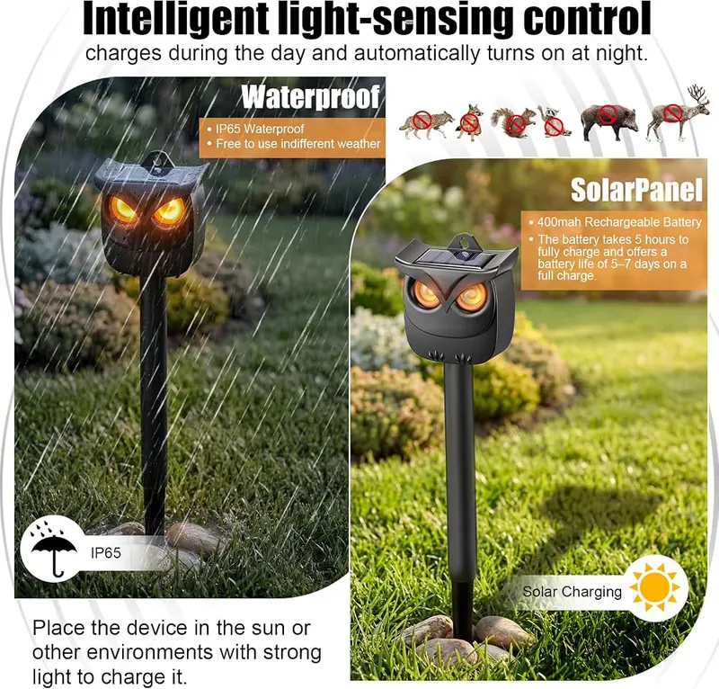 Mysora 2 Pack Solar Owl Animal Repeller – product photo 6 of 9