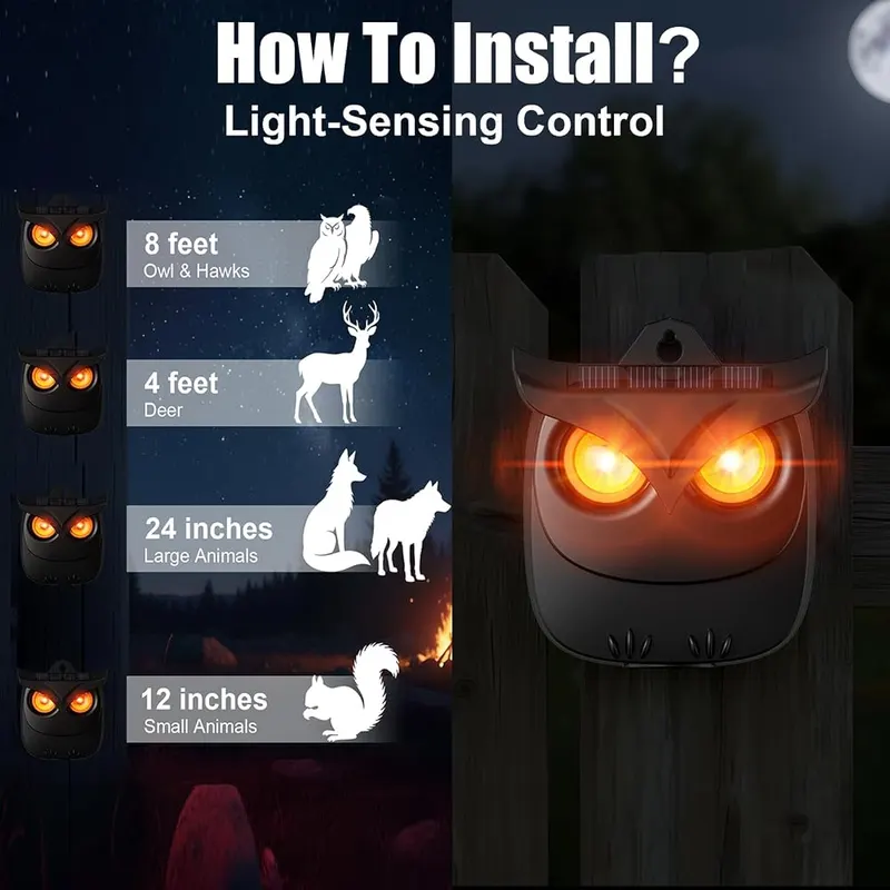 Mysora 2 Pack Solar Owl Animal Repeller – product photo 7 of 9