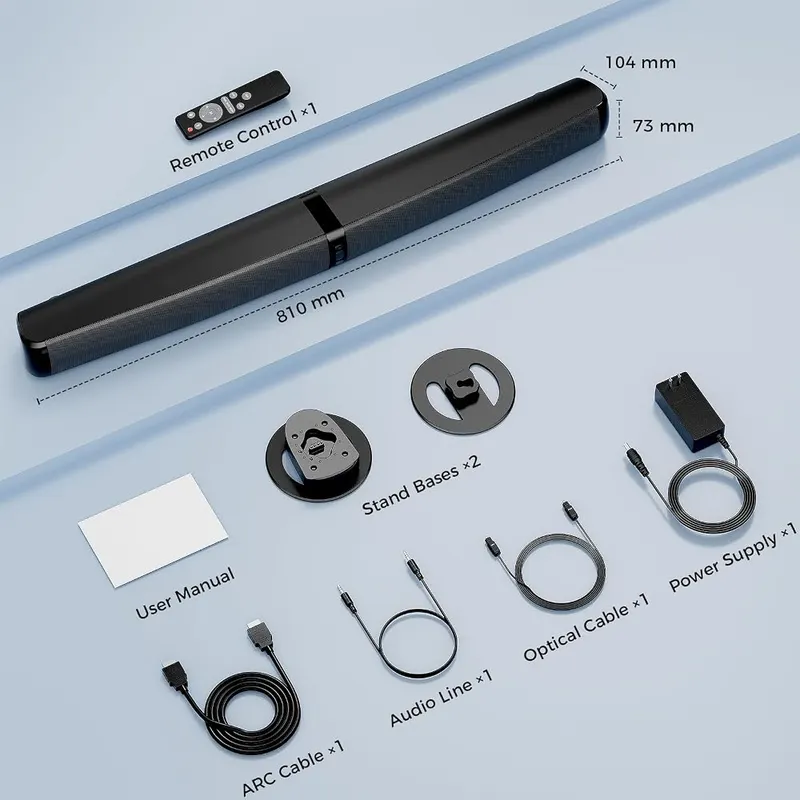 MZEIBO Sound Bar Black – ARC, optical and AUX cables included