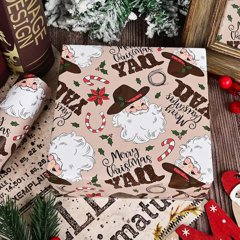 N/A Altarho Western Christmas Wrapping Paper Roll – product photo 2 of 9