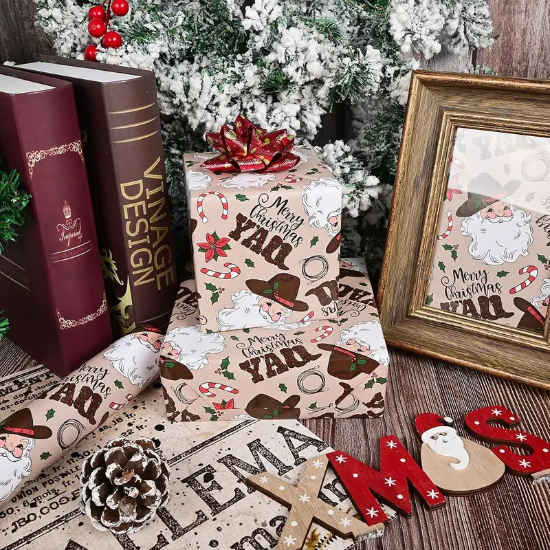 N/A Altarho Western Christmas Wrapping Paper Roll – product photo 7 of 9