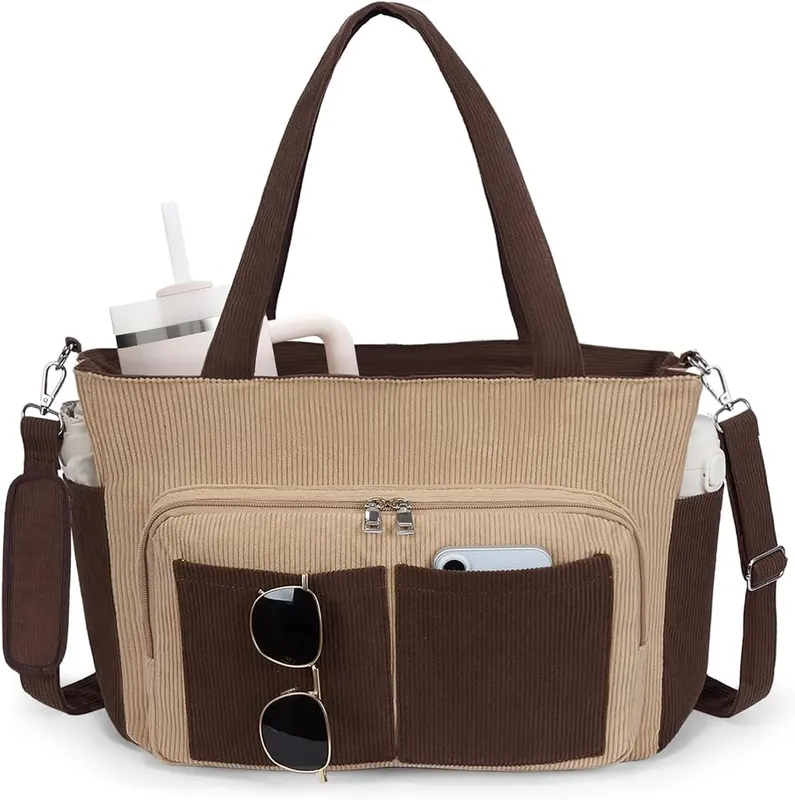 N/A COSHAYSOO Large Corduroy Work School Tote