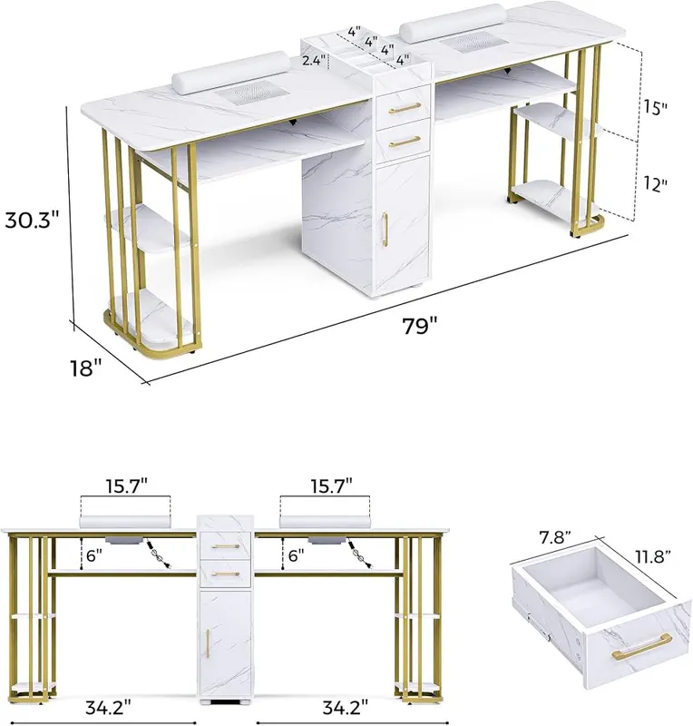 N/A Double Manicure Table – Clean workspace solution
