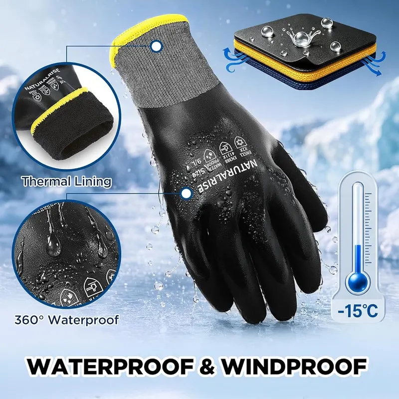 NATURALRISE 100% Waterproof Gloves Grey-3pack – Convenient three pack bundle