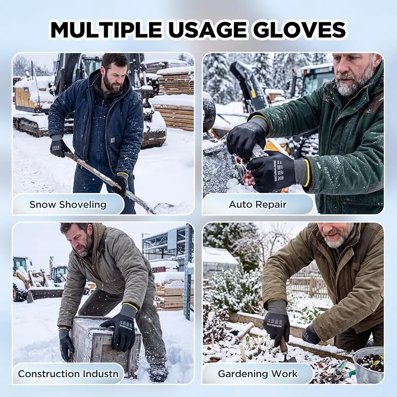 NATURALRISE 100% Waterproof Gloves Grey-3pack – Durable nitrile palm grip