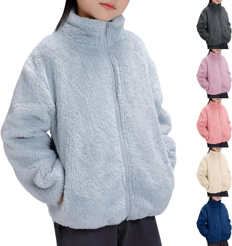 NUOLALDH Girls Fleece Jacket 01 Blue in 01 Blue