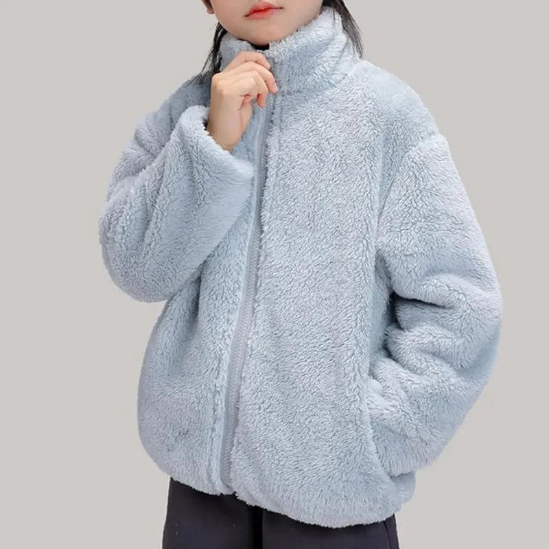NUOLALDH Girls Fleece Jacket 01 Blue – Comfortable fit for kids