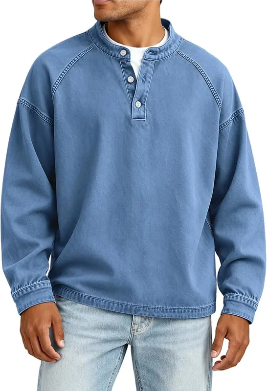 LGHLMCL Vintage Washed Henley Shirts – product photo 2 of 7