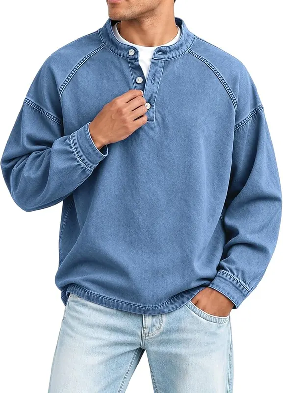 LGHLMCL Vintage Washed Henley Shirts – product photo 3 of 7