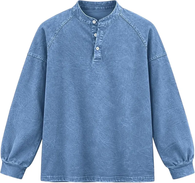 LGHLMCL Vintage Washed Henley Shirts – product photo 4 of 7