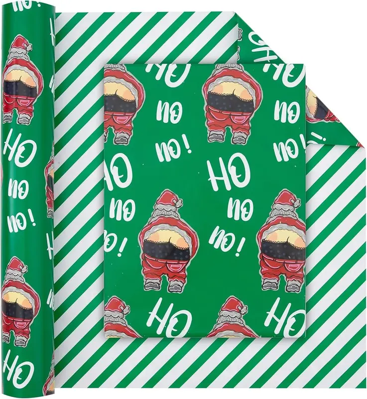 N/A Vnaaem Reversible Funny Christmas Wrapping Paper – product photo 2 of 8