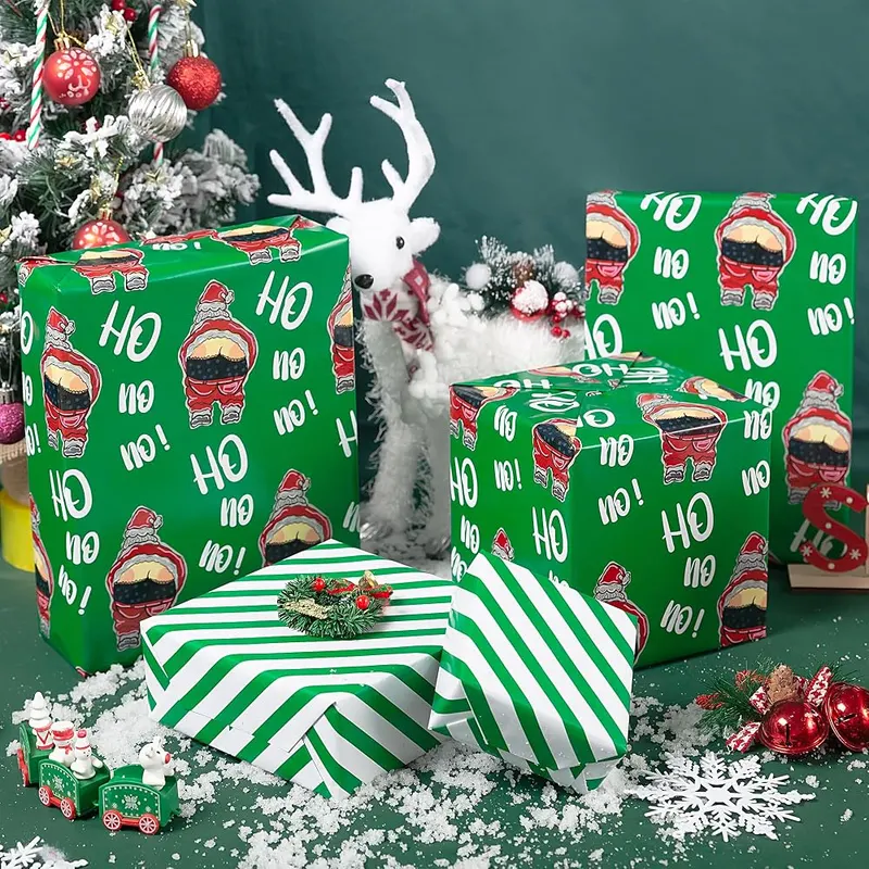 N/A Vnaaem Reversible Funny Christmas Wrapping Paper – product photo 3 of 8