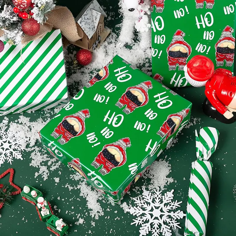 N/A Vnaaem Reversible Funny Christmas Wrapping Paper – product photo 4 of 8