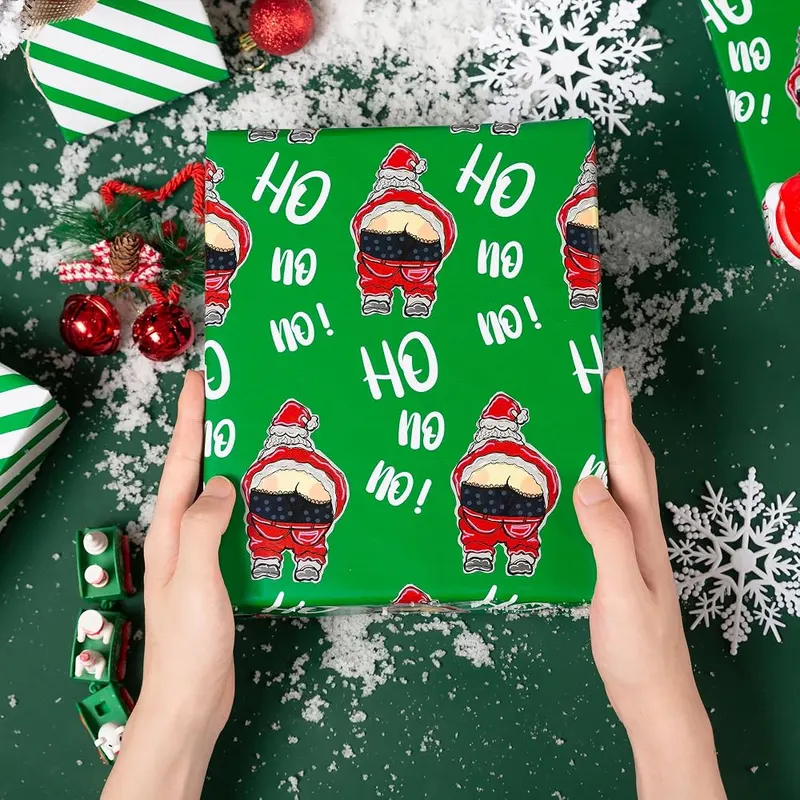 N/A Vnaaem Reversible Funny Christmas Wrapping Paper – product photo 6 of 8