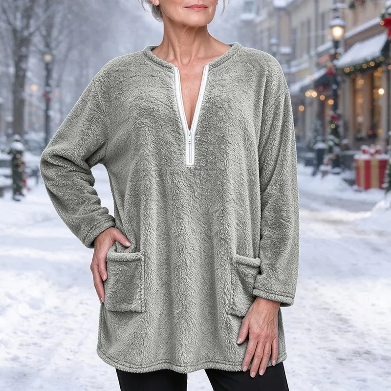 Frsafhgf Womens Fleece Quarter Zip Pullover Half – Relaxed Fit with Practical Details - Designed