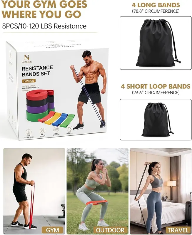 Naitesen 8PCS Resistance Bands – Glute and lower-body loops