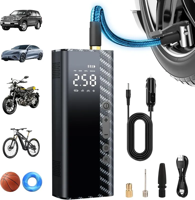 Nanming Tire Inflator Portable Air Compressor in Black