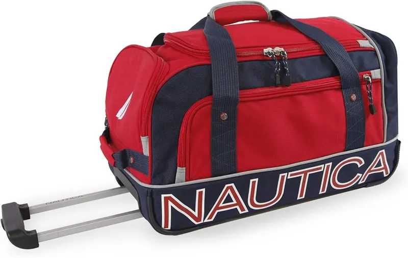 Nautica Submariner 22″ Rolling Duffel – Push-button locking trolley handle
