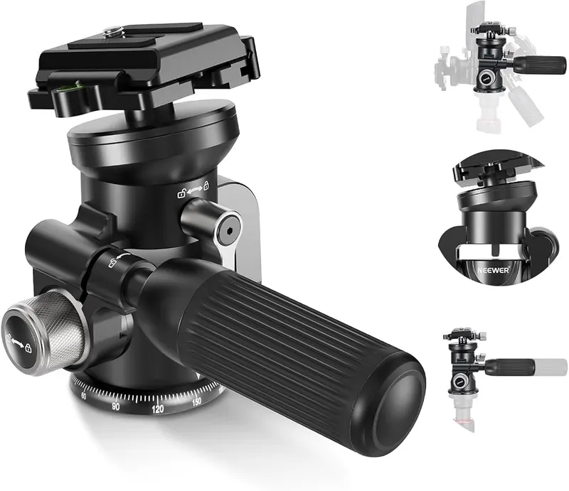 NEEWER Video Camera Tripod Pan Tilt Head