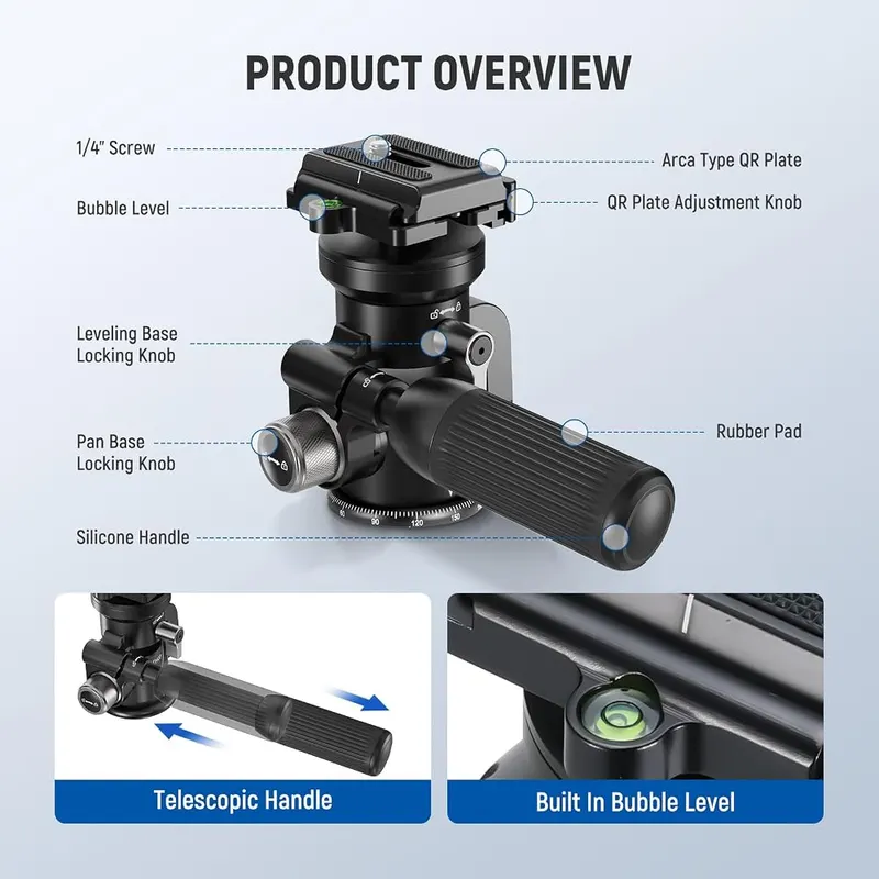 NEEWER Video Camera Tripod Pan Tilt Head – product photo 5 of 9