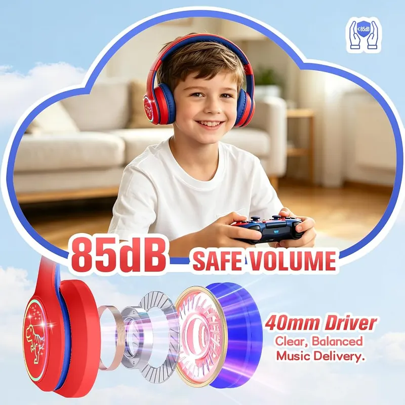 Niecase Kids Wireless Headphones – Built-in volume limiter for hearing protection
