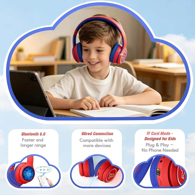 Niecase Kids Wireless Headphones – Glowing dinosaur lights with DIY case