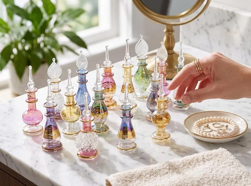NileCart Set of 12 Egyptian Perfume Bottles – Compact Size and Variety