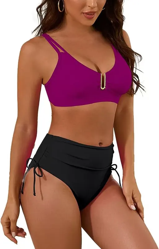 Nillocco Womens High Waisted Bikini Sets 2 in Purple