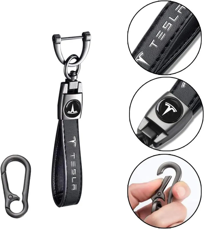Ninever Genuine Leather Keychain Black-tts – High-grade zinc alloy and genuine leather