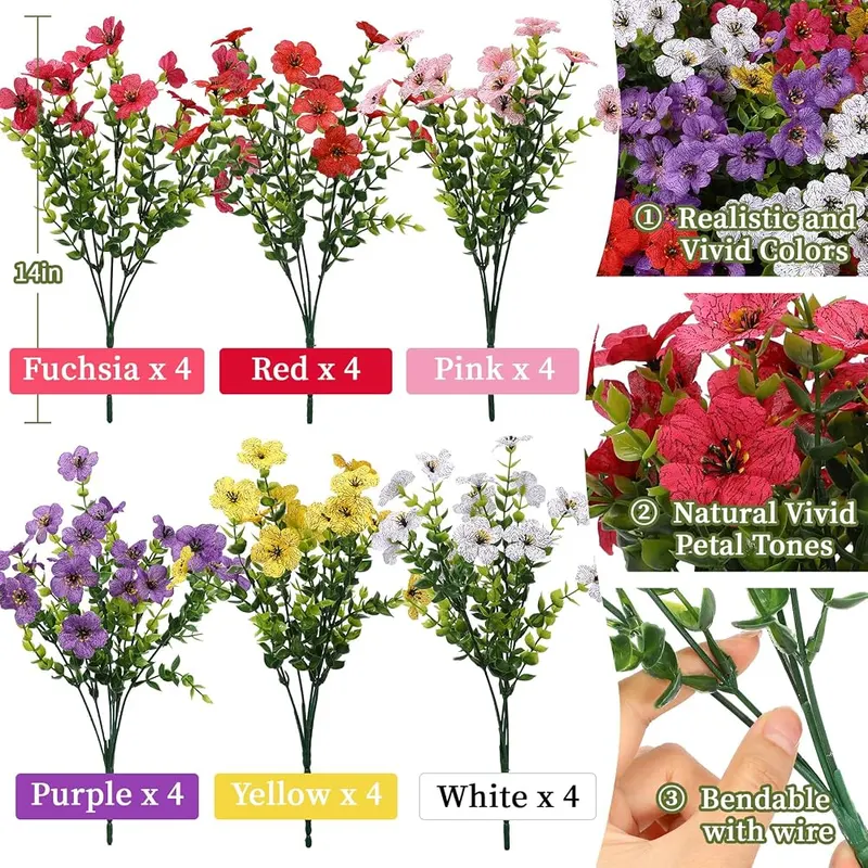 NINTYNINE 24 Bundles Artificial Flowers – twenty four abundant floral bundles