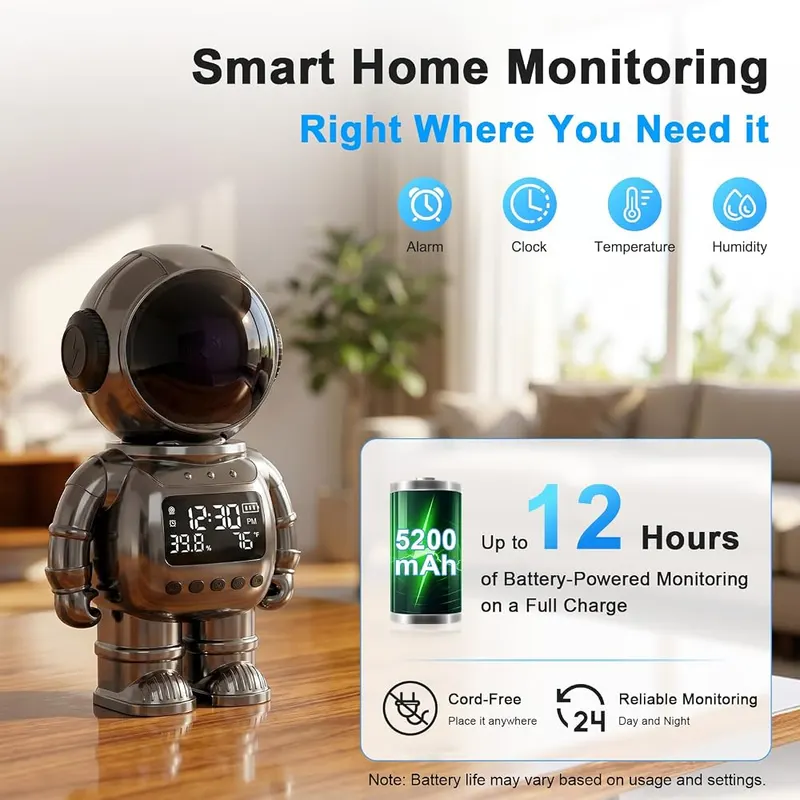 Noahlink 2K Clock Indoor Camera 2-Way – Clear 3MP full HD video resolution