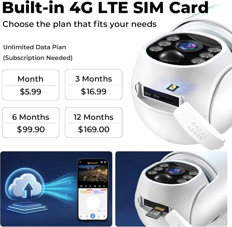 Noahlink 2K Security Cameras Wireless Outdoor – Includes pre-installed SIM card and storage
