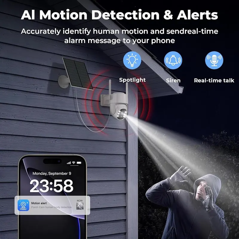 Noahlink 2K Security Cameras Wireless Outdoor – Smart AI human motion detection features