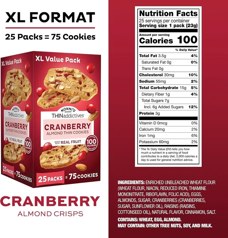 Nonni’s THINaddictives Cranberry Thin Cookies – Guilt-Free Crunch