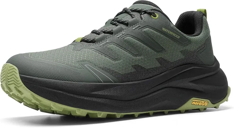 NORTIV 8 Men’s Waterproof Wide Toe Box Hiking in Olive