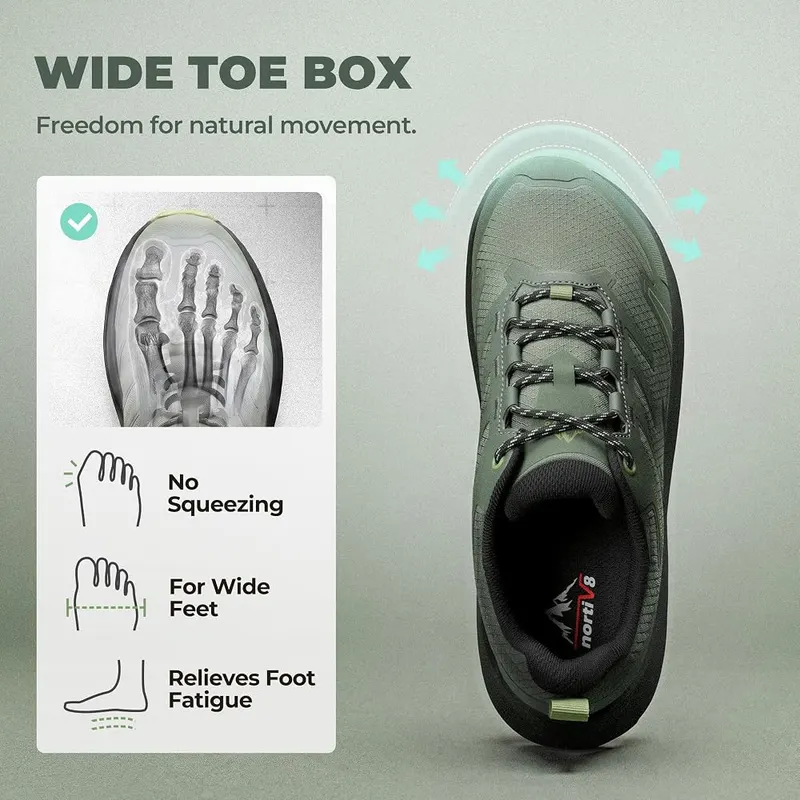 NORTIV 8 Men’s Waterproof Wide Toe Box Hiking – Built-in waterproof membrane