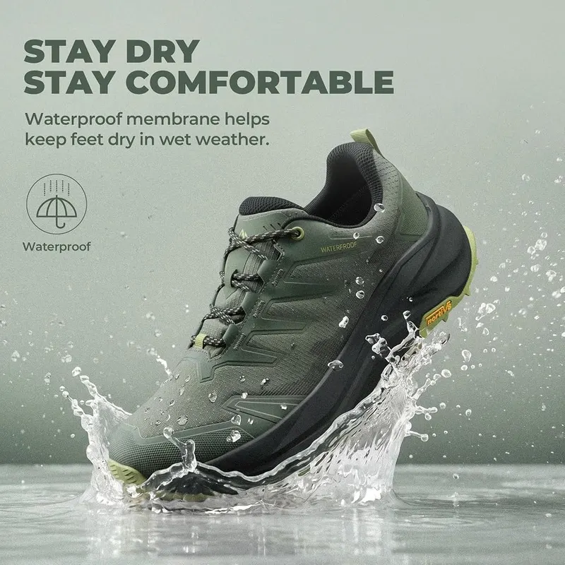 NORTIV 8 Men’s Waterproof Wide Toe Box Hiking – Reinforced TPU toe and heel