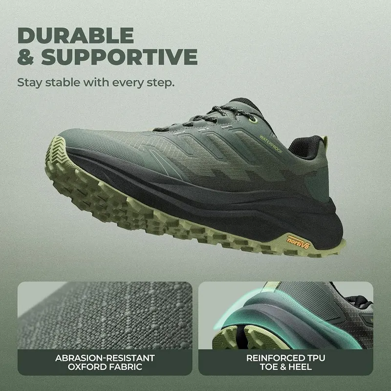 NORTIV 8 Men’s Waterproof Wide Toe Box Hiking – 4mm traction lugs