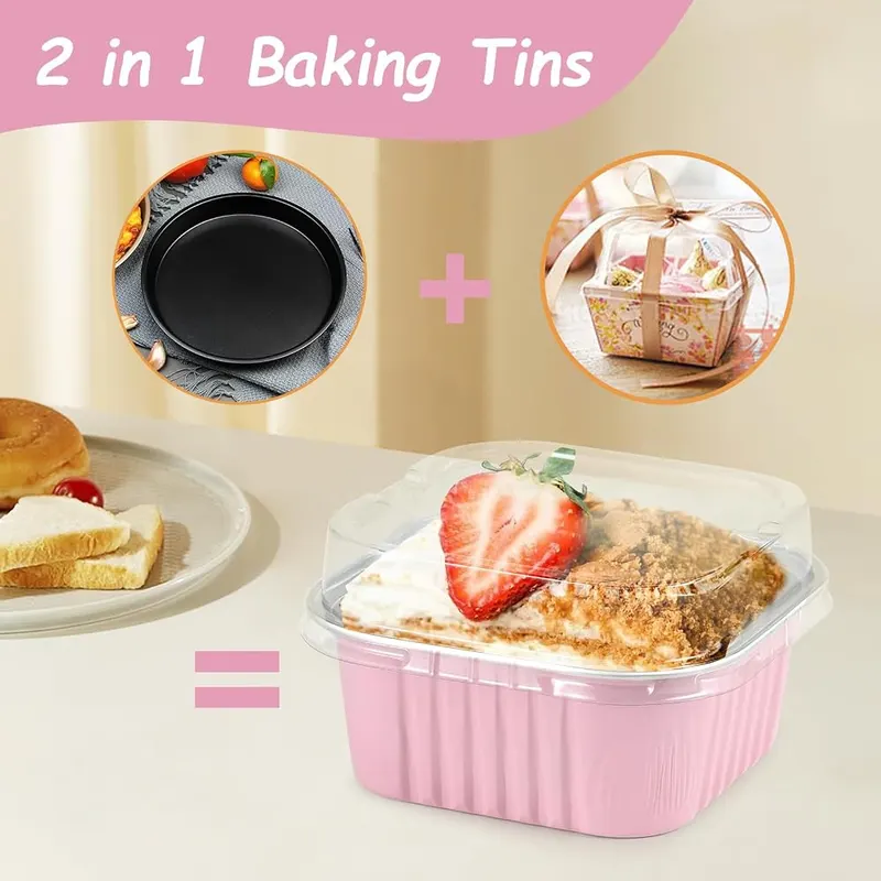 Norxziore Mini Square Baking Cups – Aluminum foil with lids
