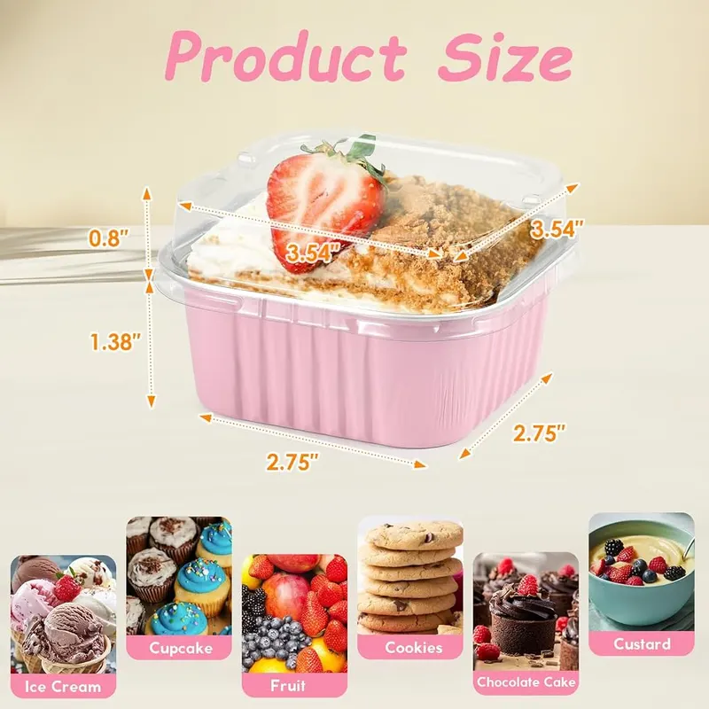 Norxziore Mini Square Baking Cups – Cupcake, flan and souffle use