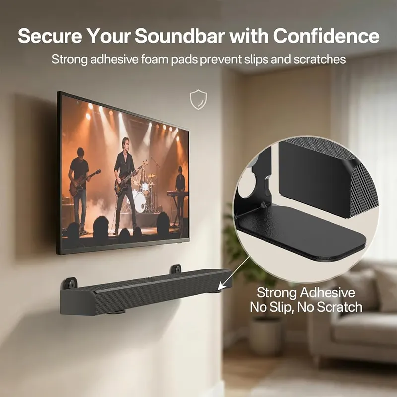notiela Universal Soundbar Wall Mount Bracket – Sturdy Metal Construction – Holds Securely